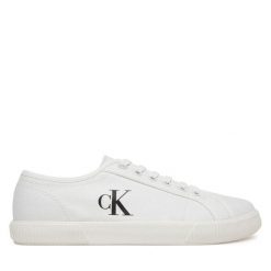 Tenisówki Calvin Klein Jeans. Białe trampki damskie Calvin Klein Jeans, bez wzorów, z jeansu, bez zapięcia. Za 139.99 zł.