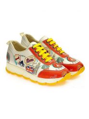 Goby Skórzane sneakersy w kolorze kremowo-czerwono-żółtym rozmiar: 39. Brązowe obuwie sportowe damskie Goby, bez zapięcia. Za 254.74 zł.