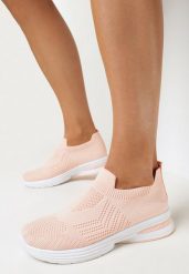 Różowe Płaskie Buty Sportowe z Elastyczną Cholewką przed Kostkę Atale. Czerwone obuwie sportowe casual damskie Born2be, bez zapięcia. Za 54.99 zł.