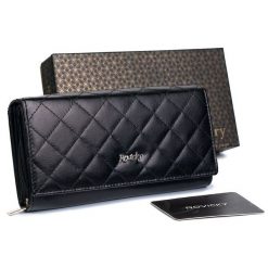 Portfel pikowany Rovicky [DH] R-RD-12-GCL-Q czarny. Czarne portfele damskie ROVICKY, bez wzorów, ze skóry. Za 84.99 zł.