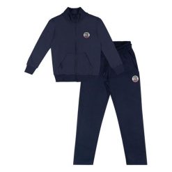 Bluza z zamek błyskawiczny na czas wolny. Niebieskie bluzy damskie LEONE 1947 APPAREL, bez wzorów, z bawełny, bez kaptura. W wyprzedaży za 112.15 zł.