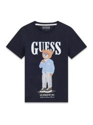 Guess T-Shirt L6GI09 K8HM4 Granatowy Regular Fit. Niebieskie t-shirty i koszulki chłopięce Guess, z aplikacjami, z bawełny, bez kołnierzyka, bez ramiączek. Za 119.99 zł.