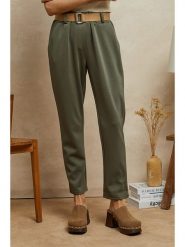 Plume Spodnie "Lavi" w kolorze khaki rozmiar: S. Brązowe spodnie materiałowe damskie Plume, bez wzorów, z materiału. Za 131.74 zł.