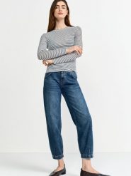 Rich & Royal Damska koszulka z długim rękawem Kobiety biały|brązowy|srebrny w paski, XS. Białe koszulki damskie Rich & Royal, xs, bez wzorów, bez kołnierzyka, bez ramiączek. Za 329.95 zł.