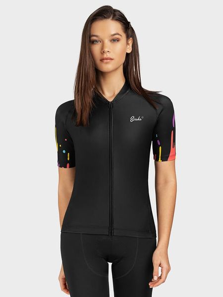 Siroko Koszulka kolarska "M2 Aquarelle" w kolorze czarnym rozmiar: L. Czarne koszulki damskie SIROKO, l, bez wzorów, z materiału, bez kołnierzyka, bez ramiączek. Za 168.06 zł.