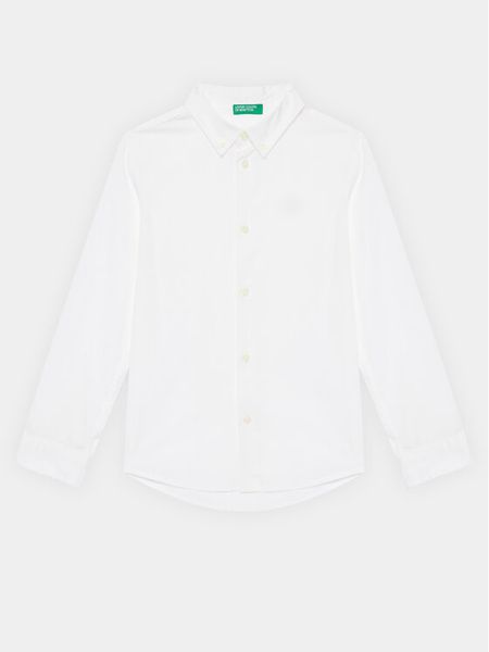 United Colors Of Benetton Koszula 5AWRCQ01M Biały Regular Fit. Białe koszule chłopięce United Colors Of Benetton, bez wzorów, z bawełny, bez kołnierzyka, bez ramiączek. Za 59.99 zł.