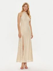 Guess Sukienka wieczorowa W2YK96 K3I20 Beżowy Regular Fit. Brązowe sukienki damskie Guess, z aplikacjami, z syntetyku, wizytowe, bez ramiączek. Za 439.99 zł.