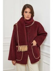 L'armoire de Suzette Płaszcz przejściowy w kolorze bordowym rozmiar: 34/36. Czerwone płaszcze damskie L'armoire de Suzette, l, bez wzorów, bez kaptura. Za 183.59 zł.