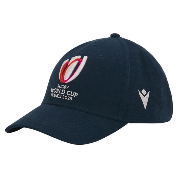 Czapka Macron RWC France 2023. Niebieskie czapki z daszkiem damskie RUGBY WORLD CUP 2023, bez wzorów. Za 111.50 zł.