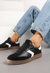 Czarne Sneakersy z Perforacją w Stylu Tenisówek Olirielis. Czarne obuwie sportowe casual damskie Renee, z jeansu, bez zapięcia. Za 99.99 zł.
