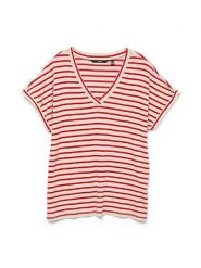 Vero Moda Koszulka w kolorze czerwono-białym rozmiar: L. Białe bluzki damskie Vero Moda, l, bez wzorów, bez kołnierzyka, bez ramiączek. Za 57.06 zł.
