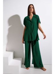 Lisca Bluzka "Japan" w kolorze zielonym rozmiar: XL. Zielone bluzki damskie Lisca, xl, bez wzorów, bez kołnierzyka, bez ramiączek. Za 136.45 zł.