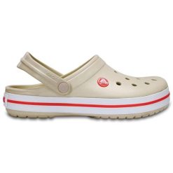 Klapki sportowe na basen Crocs CROCBAND. Białe klapki damskie Crocs, bez wzorów, bez obcasa, bez zapięcia. W wyprzedaży za 197.00 zł.