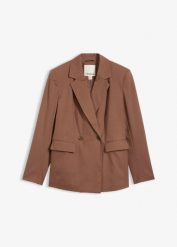 Marynarka z lekkimi poduszkami na ramionach. Brązowe marynarki i żakiety damskie bonprix, bez wzorów, eleganckie. Za 199.99 zł.