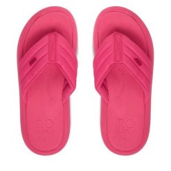 Japonki Roxy. Czerwone klapki damskie Roxy, bez wzorów, bez obcasa, bez zapięcia. Za 129.99 zł.