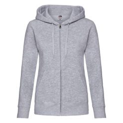 Kurtka Dresowa Z Kapturem Lady Fit Dla Kobiet. Szare kurtki damskie Fruit of the Loom, l, bez wzorów, z dresówki, z kapturem. Za 131.99 zł.