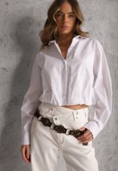 Biała Koszula z Bawełny w Stylu Balloon Oversize Arlelia. Białe koszule damskie Renee, l, bez wzorów, z bawełny, eleganckie, bez kołnierzyka, bez ramiączek. Za 139.99 zł.