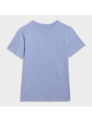 4F Koszulka w kolorze niebieskim rozmiar: L. Niebieskie bluzki damskie 4F, l, bez wzorów, z bawełny, bez kołnierzyka, bez ramiączek. Za 52.30 zł.