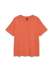 Vero Moda Koszulka w kolorze pomarańczowym rozmiar: L. Pomarańczowe bluzki damskie Vero Moda, l, bez wzorów, z bawełny, bez kołnierzyka, bez ramiączek. Za 57.06 zł.