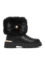 Guess Kids Kozaki CEO-CS6819-01 Czarny. Czarne kozaki dziewczęce Guess Kids, z aplikacjami, ze skóry, bez obcasa, bez zapięcia. Za 199.99 zł.