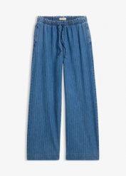 Jeansy wide leg, wsuwane. Niebieskie jeansy damskie bonprix. Za 149.99 zł.