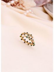 L'Atelier de Gaia Pozłacany pierścionek z perłami i cyrkoniami rozmiar: onesize. Białe pierścionki damskie L'Atelier de Gaia, z cyrkonią, pozłacane. Za 95.92 zł.