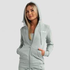 Bluza damska fitness z kapturem i zamkiem Limitless. Zielone bluzy damskie GYMBEAM, xl, bez wzorów, z bawełny, z kapturem. Za 123.90 zł.