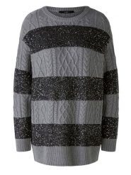 Oui Sweter w kolorze szaro-srebrnym rozmiar: 36. Szare swetry klasyczne damskie Oui, z bawełny, bez kołnierzyka. Za 208.99 zł.