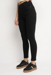 Czarne Jeansy z Wiskozą i Bawełną o Kroju Slim z Wysokim Stanem Vallirne. Czarne jeansy damskie Born2be, bez wzorów, z bawełny. Za 74.99 zł.