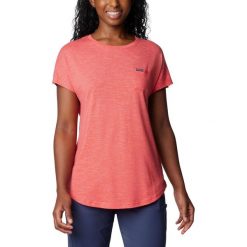 Koszulka damska Columbia Cades Cape Tee z krótkim rękawem. Czerwone koszulki damskie Columbia, l, bez wzorów, z bawełny, bez kołnierzyka, bez ramiączek. Za 183.00 zł.