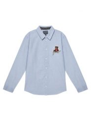 Guess Koszula L4BH02 W9CL0 Niebieski Regular Fit. Niebieskie koszule chłopięce Guess, z aplikacjami, z bawełny, bez kołnierzyka, bez ramiączek. Za 169.99 zł.