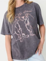 Koszulka z nadrukiem Disney - szary. Szare koszulki damskie Sinsay, l, bez wzorów, bez kołnierzyka, bez ramiączek. W wyprzedaży za 19.99 zł.