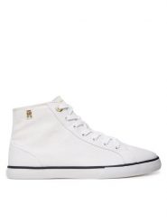 Tommy Hilfiger Trampki Th Chic Low Profile Mid Cut FW0FW09356 Biały. Białe trampki damskie Tommy Hilfiger, bez wzorów, z materiału, bez zapięcia. Za 339.99 zł.