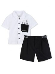 Karl Lagerfeld Kids Komplet koszula i szorty materiałowe Z31077 Czarny Regular Fit. Czarne koszule chłopięce Karl Lagerfeld Kids, bez wzorów, z bawełny, bez kołnierzyka, bez ramiączek. Za 400.99 zł.