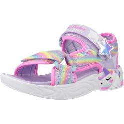 Sandały SKECHERS DREAMY UNICORNS Niebieski. Niebieskie sandały damskie Skechers, bez wzorów, z materiału, bez obcasa, bez zapięcia. Za 188.99 zł.