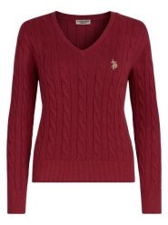 U.S. Polo Assn. Sweter w kolorze bordowym rozmiar: M. Czerwone swetry klasyczne damskie U.S. Polo Assn., m, z bawełny, bez kołnierzyka. Za 187.52 zł.