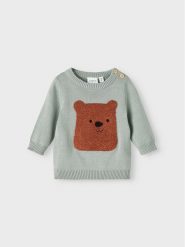NAME IT Sweter 13207111 Zielony Regular Fit. Zielone swetry chłopięce Name it, z bawełny, bez kołnierzyka. Za 169.99 zł.