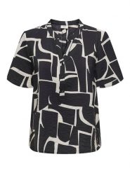 JDY Bluzka w kolorze czarno-białym rozmiar: S. Białe bluzki damskie JDY, s, bez wzorów, z włókna, bez kołnierzyka, bez ramiączek. Za 56.53 zł.