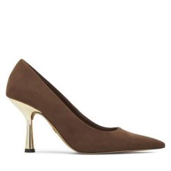 Szpilki Nine West. Brązowe szpilki damskie Nine West, bez wzorów, bez obcasa, na szpilce, bez zapięcia. Za 184.99 zł.