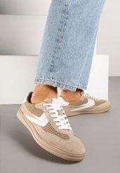 Brązowe Sneakersy ze Skóry Naturalnej w Stylu Kultowych Tenisówek Faloretia. Brązowe obuwie sportowe damskie Renee, ze skóry, bez zapięcia, tenisowe. Za 159.99 zł.
