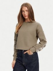 Guess Bluza V3BQ16 KB3P2 Brązowy Regular Fit. Brązowe bluzy damskie Guess, xs, z aplikacjami, z bawełny, bez kaptura. Za 229.99 zł.