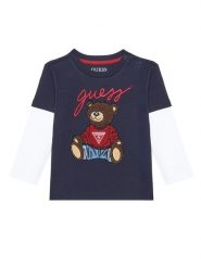 Guess Bluzka N4BI08 I3Z14 Granatowy Regular Fit. Niebieskie t-shirty i koszulki chłopięce Guess, z aplikacjami, z bawełny, bez kołnierzyka, bez ramiączek. Za 99.99 zł.