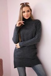 Sweter ze stójką grafitowy. Szare swetry klasyczne damskie KESI, na zimę, l, z wełny, bez kołnierzyka, plus size. Za 178.78 zł.