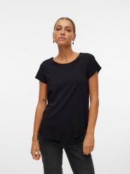 Vero Moda Koszulka w kolorze czarnym rozmiar: XS. Czarne bluzki damskie Vero Moda, s, bez wzorów, z wiskozy, bez kołnierzyka, bez ramiączek. Za 68.45 zł.
