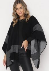 Czarny Niezapinany Kardigan Ponczo Oversize Shelsie. Czarne kardigany damskie Born2be, xl, bez wzorów. Za 99.99 zł.