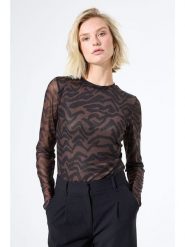 Garcia Koszulka w kolorze brązowym rozmiar: L. Brązowe bluzki damskie Garcia, l, bez wzorów, z materiału, bez kołnierzyka, bez ramiączek. Za 104.99 zł.