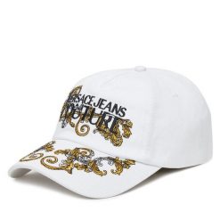 Czapka z daszkiem Versace Jeans Couture. Białe czapki z daszkiem damskie Versace Jeans Couture, bez wzorów, z jeansu. Za 229.99 zł.