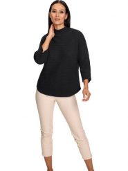 Heine Sweter w kolorze czarnym rozmiar: 46. Czarne swetry klasyczne damskie Heine, prążkowane, bez kołnierzyka. Za 86.99 zł.