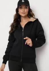 Czarna Rozpinana Bluza z Bawełną i Kontrastowym Kapturem Arkiara. Czarne bluzy damskie Born2be, l, bez wzorów, z bawełny. Za 84.99 zł.