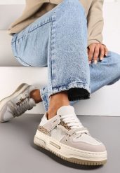 Beżowe Sneakersy na Platformie z Ozdobnymi Sznurówkami Aqara. Brązowe obuwie sportowe damskie Renee, bez zapięcia. Za 79.99 zł.